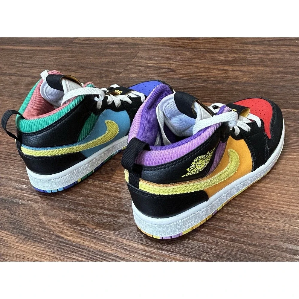 Nike Air Jordan 1 Mid FD1319-007 Unisex Kids Size 2Y Athletic Sneakers Colorful